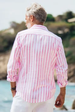 Les Canebiers Divin Cotton - Pink Stripes<Homme Chemises