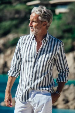Les Canebiers Divin - Navy Stripes<Homme Chemises