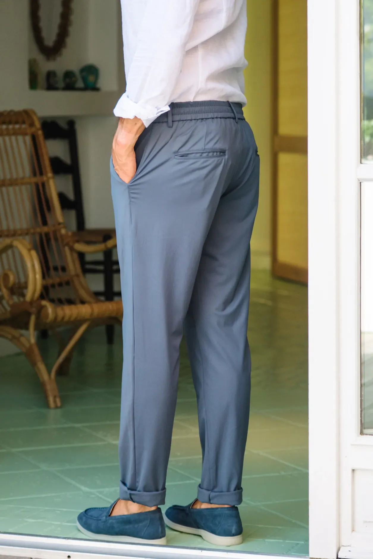 Les Canebiers Marsouin Pants - Blue/Grey<Homme Pantalons