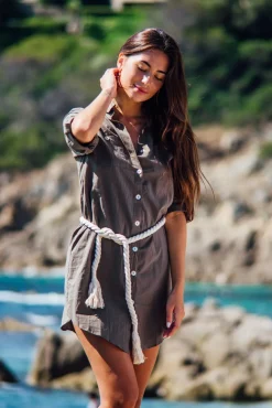 Les Canebiers Mimosas dress - Khaki<Femme Robes