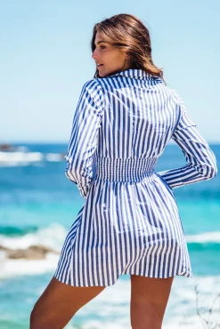 Les Canebiers Vignes - Navy Stripes<Femme Robes